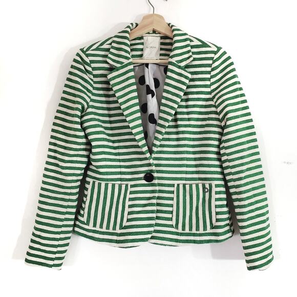 Numph | Striped Single Button Blazer with Polka-dot Lining - Picture 1 of 7